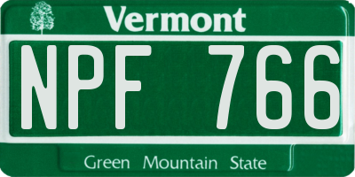 VT license plate NPF766