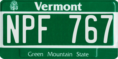 VT license plate NPF767