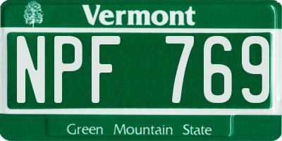 VT license plate NPF769