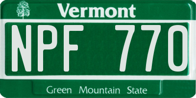 VT license plate NPF770