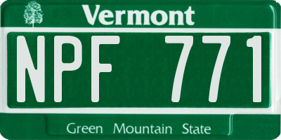 VT license plate NPF771