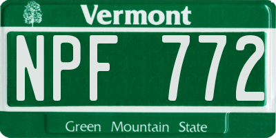 VT license plate NPF772