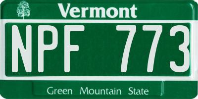 VT license plate NPF773