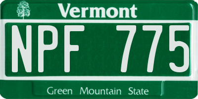 VT license plate NPF775