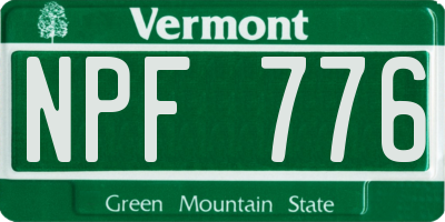 VT license plate NPF776