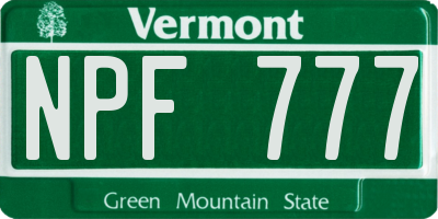 VT license plate NPF777