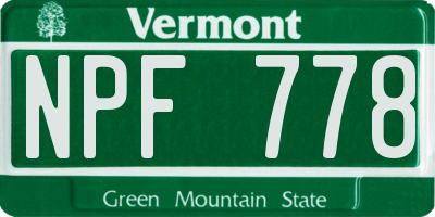 VT license plate NPF778