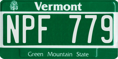 VT license plate NPF779