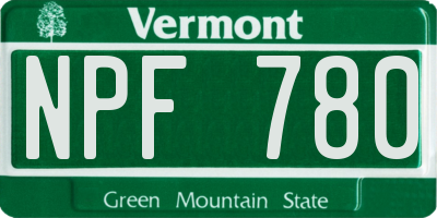 VT license plate NPF780