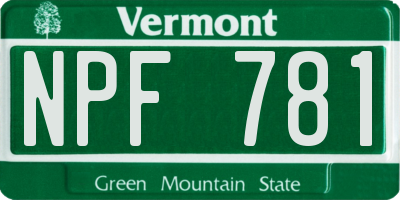 VT license plate NPF781