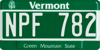 VT license plate NPF782