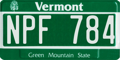 VT license plate NPF784