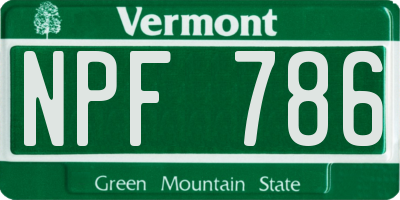 VT license plate NPF786