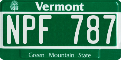 VT license plate NPF787