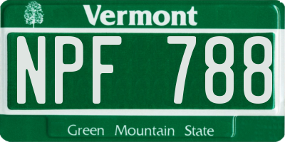 VT license plate NPF788