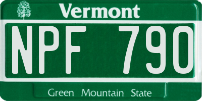 VT license plate NPF790