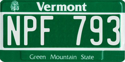 VT license plate NPF793