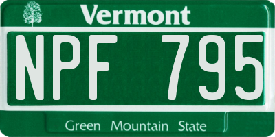 VT license plate NPF795