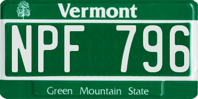 VT license plate NPF796
