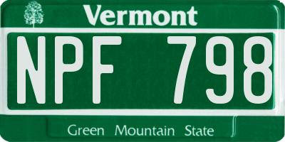 VT license plate NPF798