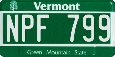 VT license plate NPF799