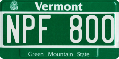 VT license plate NPF800