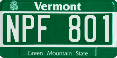 VT license plate NPF801