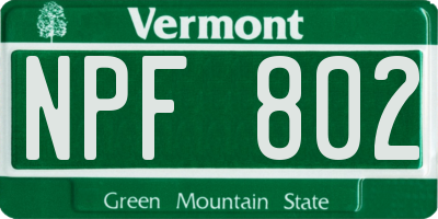 VT license plate NPF802