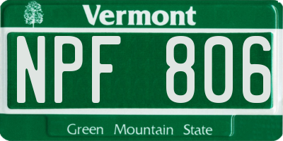 VT license plate NPF806