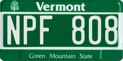 VT license plate NPF808