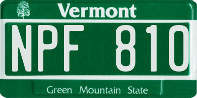 VT license plate NPF810