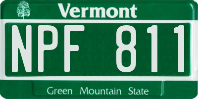 VT license plate NPF811