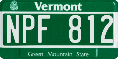 VT license plate NPF812