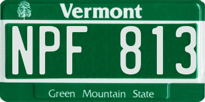 VT license plate NPF813