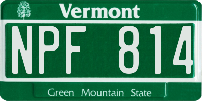 VT license plate NPF814