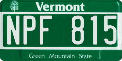 VT license plate NPF815