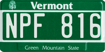 VT license plate NPF816
