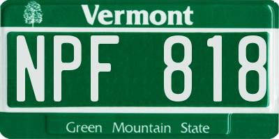 VT license plate NPF818
