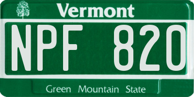VT license plate NPF820