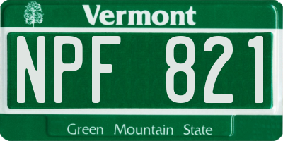 VT license plate NPF821