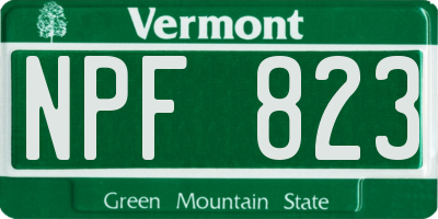 VT license plate NPF823
