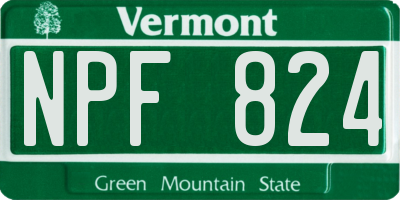 VT license plate NPF824