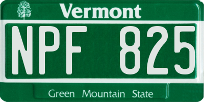 VT license plate NPF825