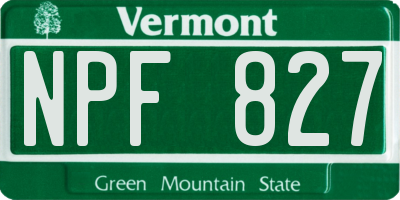 VT license plate NPF827