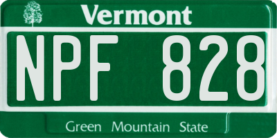 VT license plate NPF828