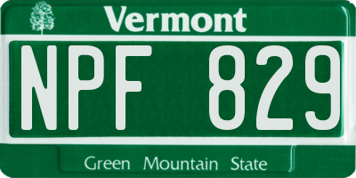 VT license plate NPF829