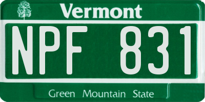 VT license plate NPF831