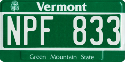 VT license plate NPF833