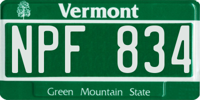 VT license plate NPF834