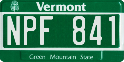 VT license plate NPF841